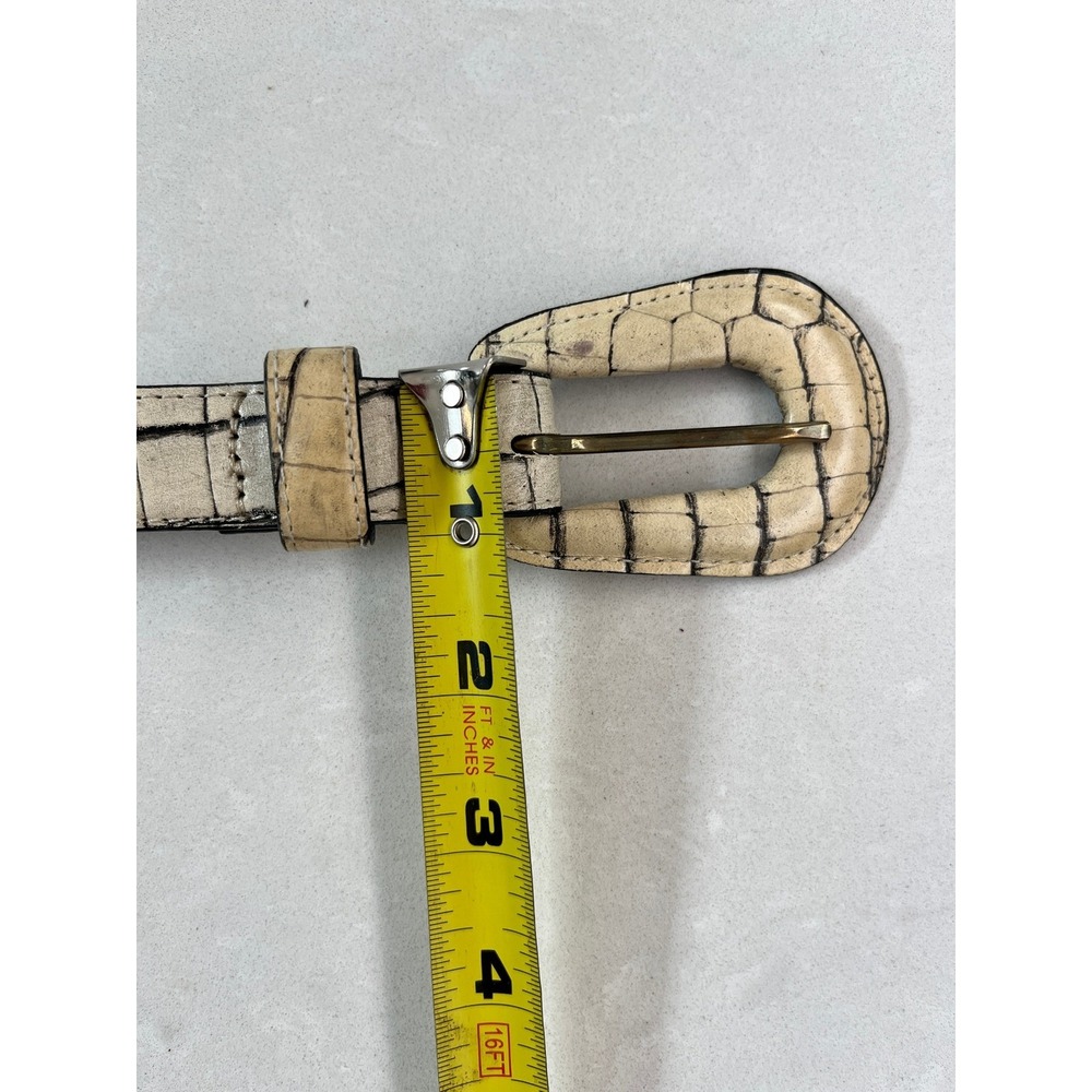 Karen Callan Belt M Croc Embossed Leather Covered Buckle Vintage Boho indie - Picture 7 of 8